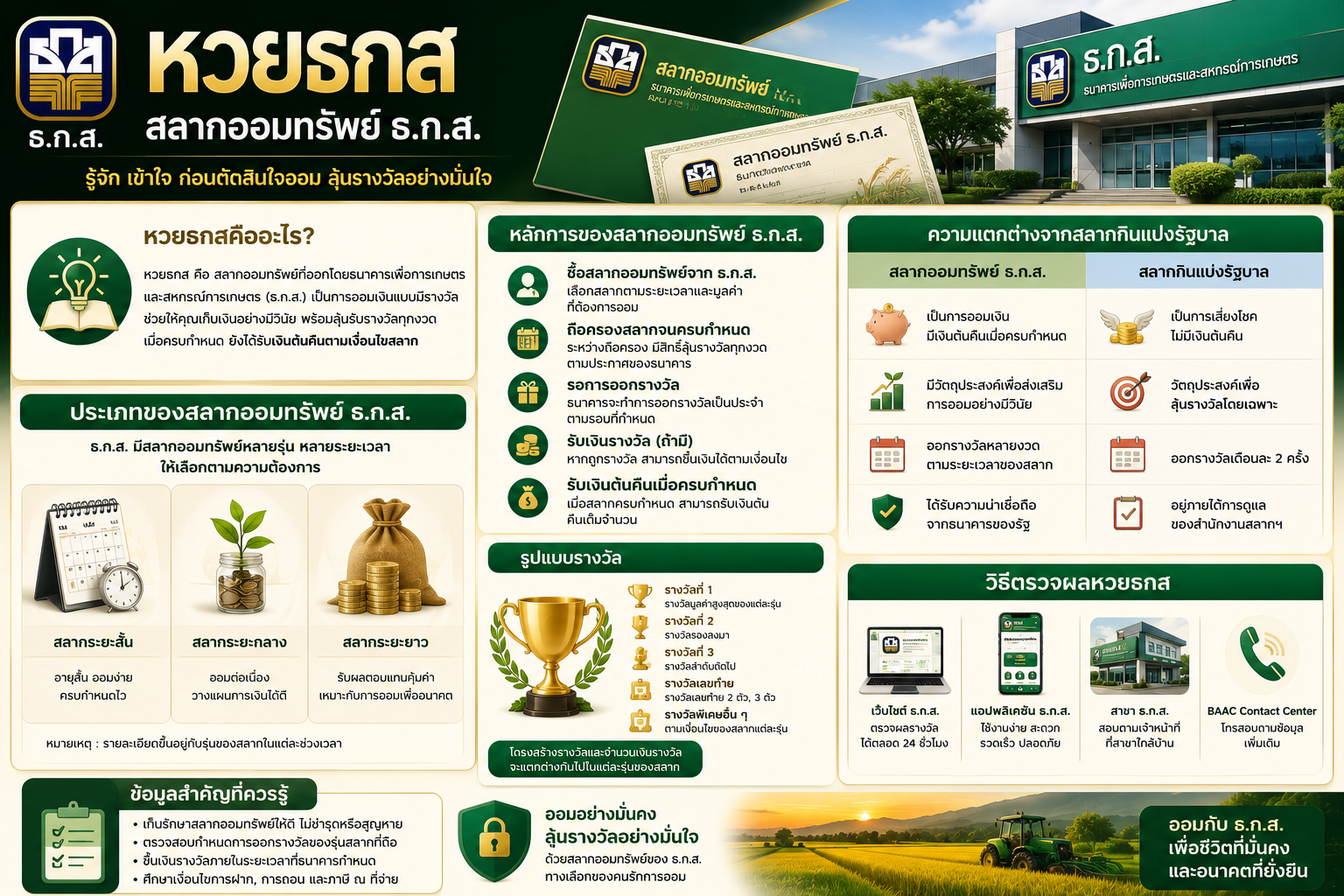 เรียนรู้ หวยธกสคืออะไร ทำความเข้าใจสลากออมทรัพย์ หลักการออกรางวัล ความแตกต่างจากสลากกินแบ่งรัฐบาล